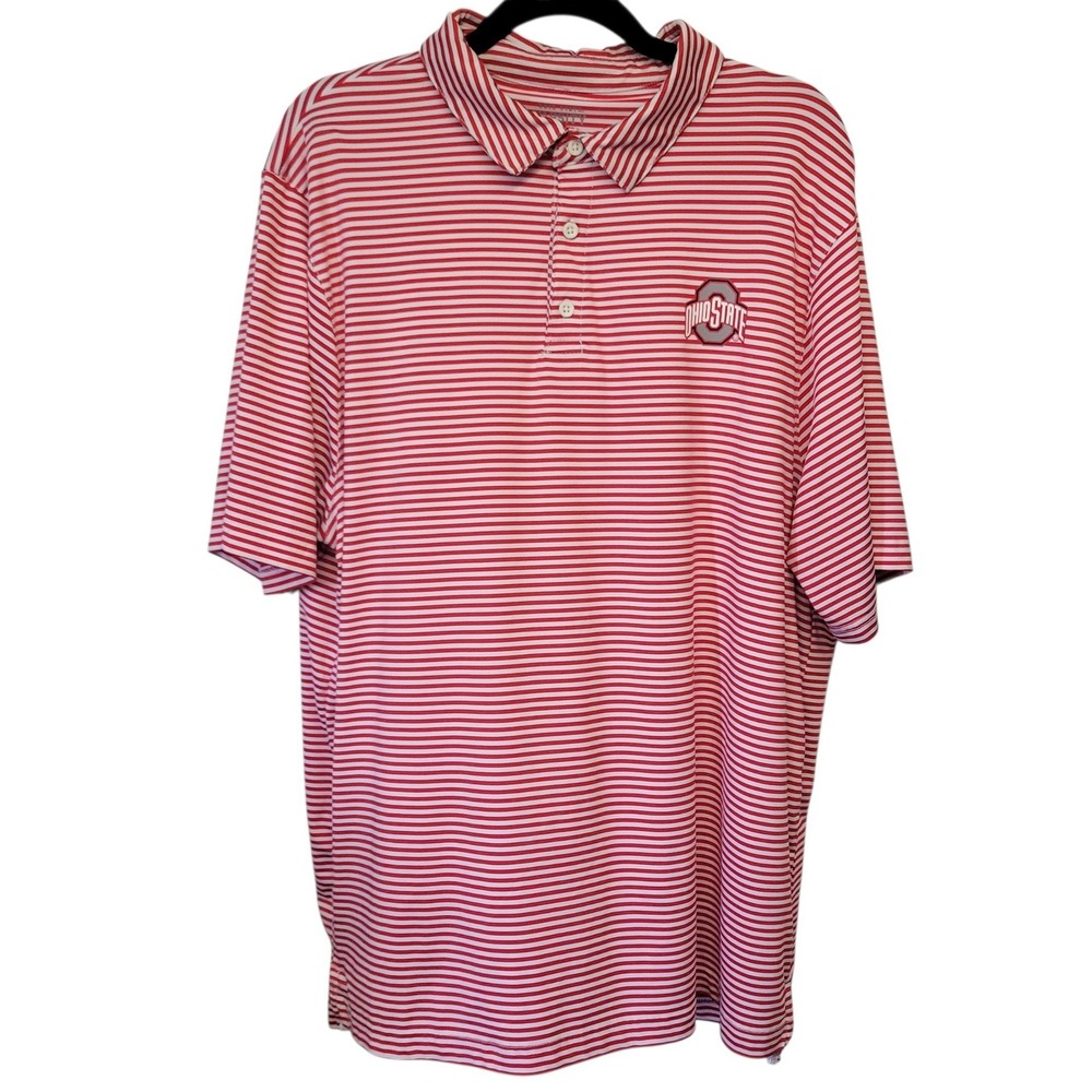 Ohio State Varsity Authentic Apparel Mens XL Red White Striped Polo Shirt NCAA